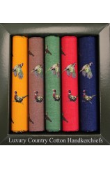 Soprano 5 Colour Pheasant Patterned Cotton Hanky Set