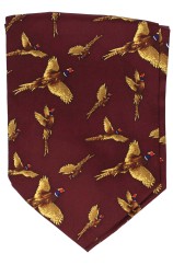 Soprano Silk Twill Flying Pheasant Cravat On Wine Ground