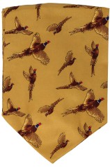 Soprano Silk Twill Flying Pheasant Cravat On Mustard Ground