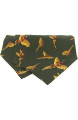 Soprano Silk Twill Flying Pheasants Cravat On Green Ground