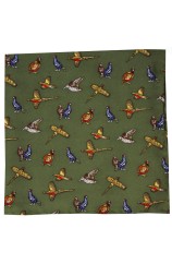 Soprano Green Country Birds Silk Pocket Square