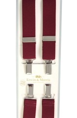 Erwin & Morris made in UK  Plain Wine 25mm Nickel  4 Clip Braces