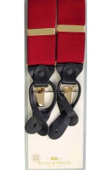 Erwin & Morris made in UK Plain Burgundy 2 in 1 Luxury 38mm Gilt & Leather Y Back 3 Clip Braces