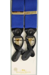 Erwin & Morris made in UK  Plain Royal Blue 2 in 1 Luxury 38mm Guilt & Leather Y Back 3 Clip Braces