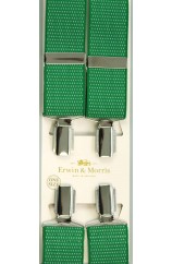 Erwin & Morris made in UK Green Pin Dot 35mm Nickel Feathered 4 Clip Braces