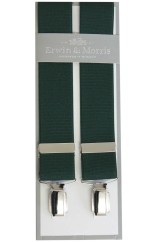 Erwin & Morris Made in UK Bottle Green  35mm 4 Clip Braces