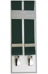 Erwin & Morris Made in UK Bottle Green  35mm 4 Clip Braces