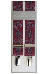 Erwin & Morris Made in UK Wine Edwardian Paisley 35mm 4 Clip Braces