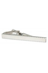 Soprano Brushed  Feathered Silver Coloured Tie Bar For Thin Ties
