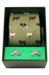 Breed Of Cows Tie Cufflink Gift Set