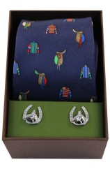 Jockey Racing Colours & Saddles Tie Cufflink Set