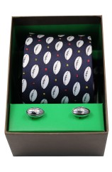 Rugby Themed Tie Cufflink Set