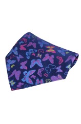 Posh & Dandy Multicoloured Butterflies on Navy Silk Pocket Square