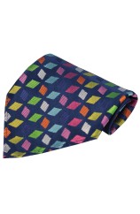 Posh And Dandy Multi Coloured Diamond Shapes Silk Hanky