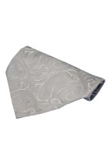 Soprano Silver Large Paisley Design Silk Pocket Square
