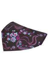 Soprano Dark Purple Floral Pattern Silk Pocket Square