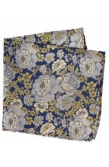 Posh and Dandy Gold And Silver Floral Silk Pocket Square