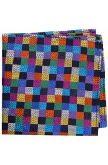 Posh and Dandy Luxury Multi Coloured Small Squares Silk Hanky