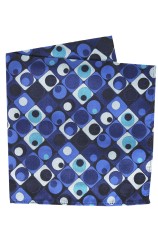 Posh And Dandy Blue Squares and Circles Silk Pocket Square