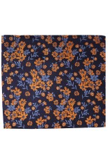 Soprano Navy Ground Blue And Burnt Orange Flowers Silk Hanky