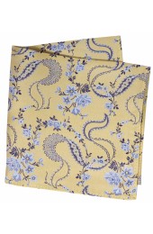 Soprano Gold Floral Patterned Mens Silk Pocket Square