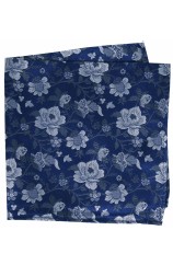 Soprano Navy Floral Silk Pocket Square