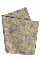 Soprano Camel Gold Floral Pattern Silk Handkerchief