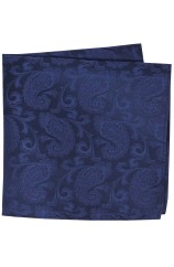 Soprano Navy Blue Paisley Silk Pocket Square