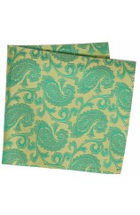 Soprano Jade Paisley Woven Silk Pocket Square