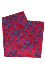 Soprano Red Floral Patterned Silk Hanky