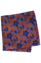 Soprano Orange Floral Patterned Luxury Silk Hanky