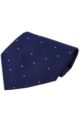 Navy with Multi coloured Pin Dots Silk Hanky