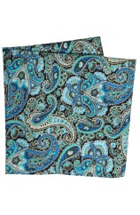 Posh And Dandy Blue And Green Paisley Silk Pocket Square