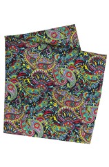 Posh And Dandy Bright Multi Coloured Paisley And Flowers Silk Pocket Square