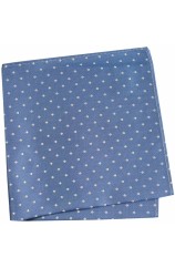 Soprano Blue With White Small Spots Silk Pocket Hanky