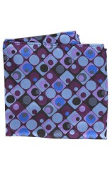 Posh And Dandy Purple Lilac Squares and Circles Silk Pocket Square