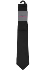  Mr Jason Matching Plain Black Polyester Tie And Hanky Set 