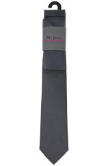  Mr Jason Matching Plain Grey Polyester Tie And Hanky Set 