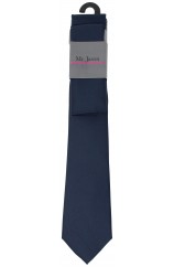  Mr Jason Matching Plain Navy Polyester Tie And Hanky Set 