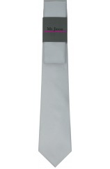  Mr Jason Matching Plain Silver Polyester Tie And Hanky Set 