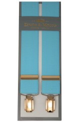 Erwin & Morris Made In UK Sky Blue 35mm Gilt 4 Clip Braces