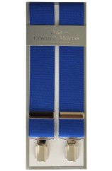 Erwin & Morris Made In UK Blue 35mm 4 Clip X Back Braces