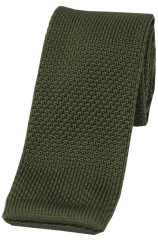 Soprano Country Green Plain Thin Knitted Polyester Tie