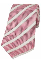 Soprano Optic White Striped Polyester Tie On Pink Ground