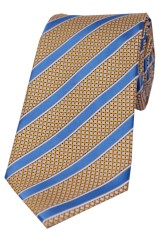 Soprano Sky Blue Striped Polyester Tie On Beige Ground