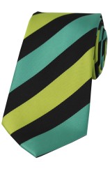 Soprano Green Striped Polyester Tie On Black Ground