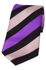 Soprano Purple and Pink Striped Polyester Tie On Black Ground