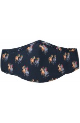 Navy Racehorse Theme Washable And Reusable 100% Cotton Face Mask 