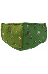 Green Flying Pheasants 100% Cotton Washable And Reusable Face Mask 