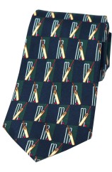 Soprano Cricket Bat And Stumps On Navy Ground Silk Tie